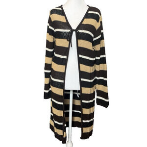 Vintage Y2K Rave Womens Knit Sweater Cardigan Duster Size M Striped Coachella